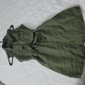 EuC guess linen army green button down dress
